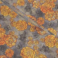 Roses and butterflies, gray, medium