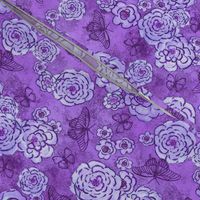 Roses and butterflies, purple, medium