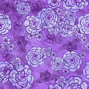 Roses and butterflies, purple, medium