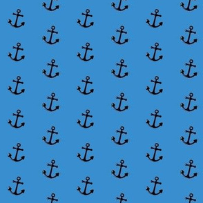 Sunny Sails / Nautical colors - Dark Anchors on Blue  