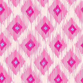 large ikat -  pink with blue