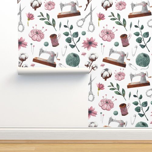 Sewing Room With Flowers Xlarge Spoonflower