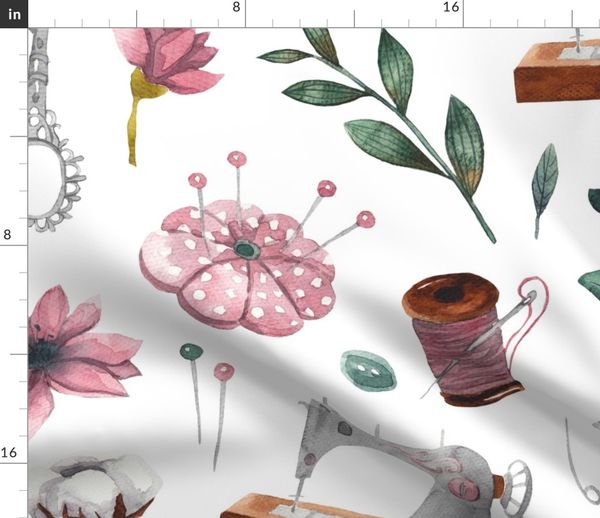 Sewing Room With Flowers Xlarge Spoonflower