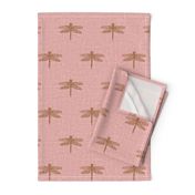 Copper Dragonflies on Woven Pink