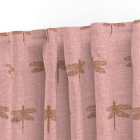 Copper Dragonflies on Woven Pink