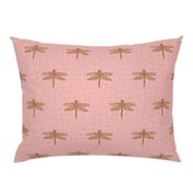 Copper Dragonflies on Woven Pink