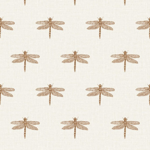 Copper Dragonflies on Woven Bone White