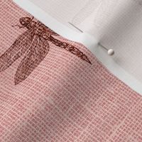 Red Dragonflies on Woven Pink