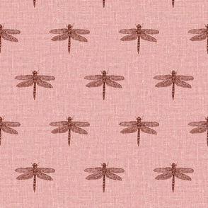 Red Dragonflies on Woven Pink