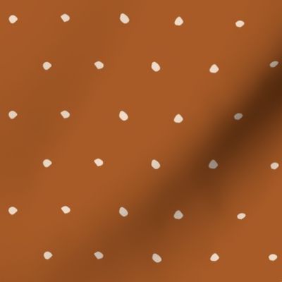 White on Plain Copper Organic Polka Dots Spots
