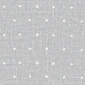 White on Woven Grey Organic Polka Dots Spots