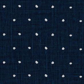 White on Woven Blue Organic Polka Dots Spots