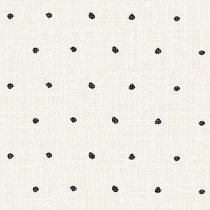 Black on Woven Bone White Organic Polka Dots Spots