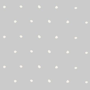 White on Plain Grey Organic Polka Dots Spots
