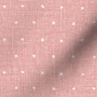 White on Woven Pink Organic Polka Dots Spots