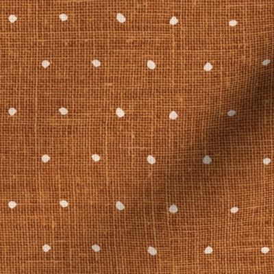 White on Woven Copper Organic Polka Dots Spots