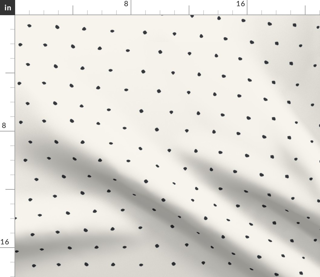 Organic dots Black on Bone off White Organic Polka Dots Spots