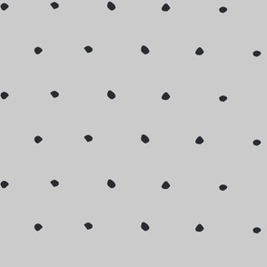 Black on Plain Grey Organic Polka Dots Spots