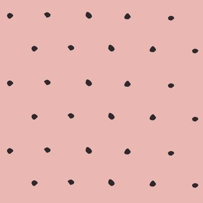 Black Polka Dots Spots on pink