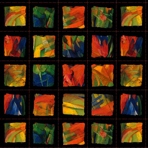 Saturated red blue green squares on black
