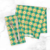 BYF4 - Bull's Eye Floral in Yellow and Turquoise