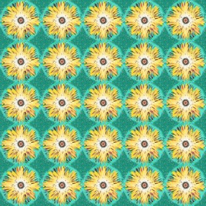 BYF4 - Bull's Eye Floral in Yellow and Turquoise