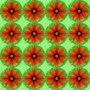 BYF5 - Medium - Bull's Eye Floral Polka Puffs in Orange and Green