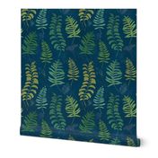 Ferns on blue