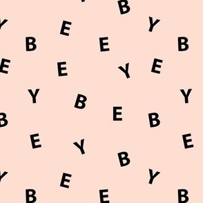 Sweet BYE BYE minimal goodbye text design abstract typography print with expressions from the heart pale peach black
