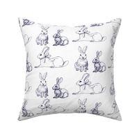 Watercolor Rabbits with a Touch of Blue and Lavender