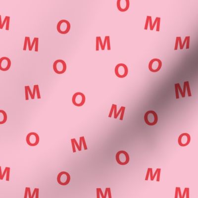 Sweet MOM minimal mother text design abstract typography print with expressions from the heart pink red