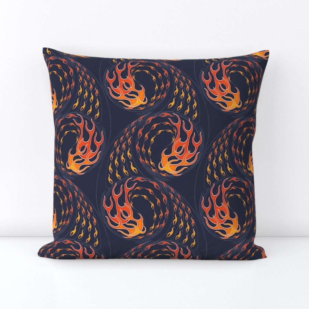 ★ HOT ROD FLAMES ★ Red, Orange, Yellow, Navy - Large Scale / Collection : On fire -Burning Prints