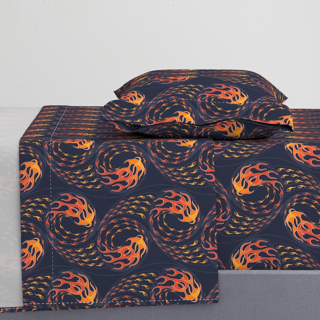 ★ HOT ROD FLAMES ★ Red, Orange, Yellow, Navy - Large Scale / Collection : On fire -Burning Prints