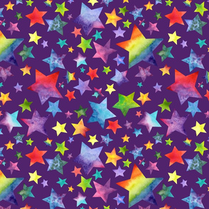 Rainbow Stars on Purple