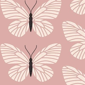 Butterfly - Cream on Dusty Rose