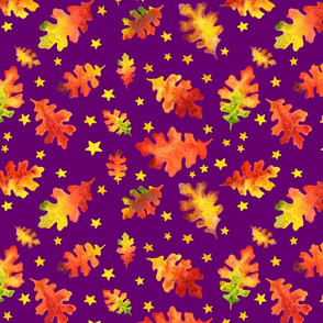 Autumn Nights Leaf Pattern Purple