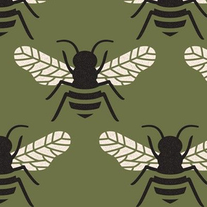 Bumblebee - Cream and Black on Olive