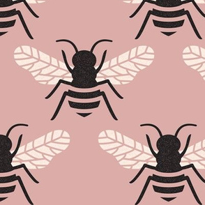 Bumblebee - Black and Cream on Dusty Rose