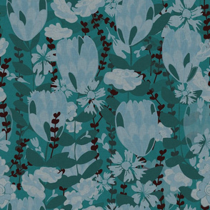 Wild Flower Field in Teal