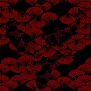 koi papercuts maroon black