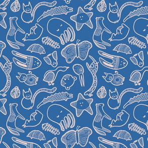 cute animals blue background