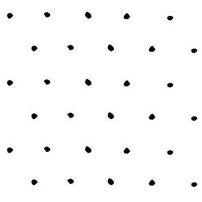 Black on plain White Organic Polka Dots Spots