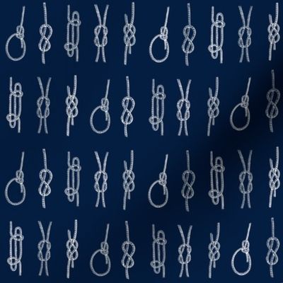 marine knots white and grey on navy blue