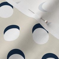 Shadow Dots // White on Ecru with Navy Shadows