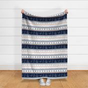 Nautical stripe blanket sailor blanket cheater quilt sailboats, anchors, windroses  Navy blue, grey, coral on white