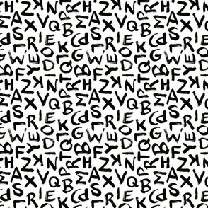 Raw monochrome brush strokes abc alphabet scandinavian abstract style black and white SMALL