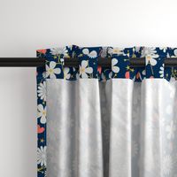 Dancing Blossom - Navy (large print)