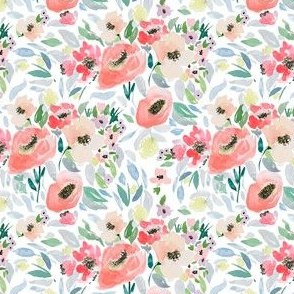 4" Blooming Spring Garden in Peach and Blue