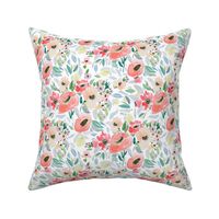 8" Blooming Spring Garden in Peach and Blue