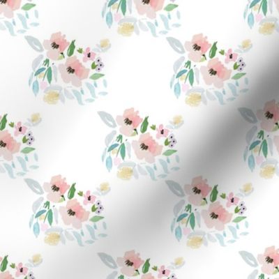 4" Blush and Sky Blue Florals 